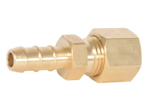 Un raccord male femelle en laiton, essentiel pour connecter des tuyaux.