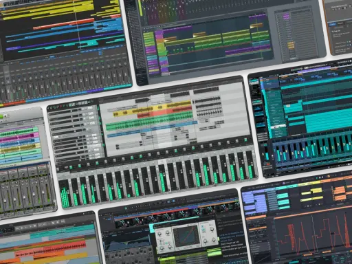 Plusieurs interfaces de logiciels de production musicale, idéales pour un daw gratuit pour débutant.