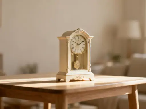Une belle horloge ancienne, ornée de détails classiques, trône sur une table en bois. Son pendule doré oscille doucement, invitant à une estimation de son charme intemporel.