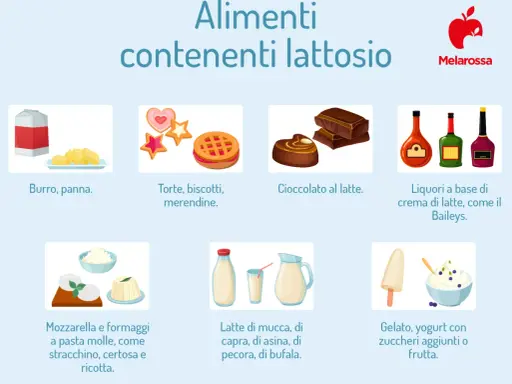 Alimenti con lattosio: burro, panna, dolci, cioccolato, liquori, formaggi, latte e derivati. Utile per capire se sei intollerante al lattosio.