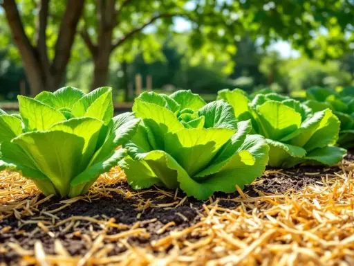 Légumes verts frais, rangées de salades prêtes à être plantées au soleil ou à l'ombre.