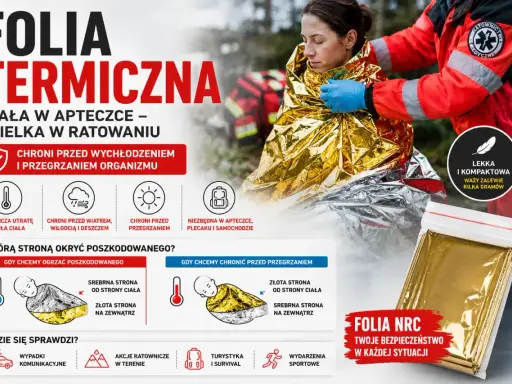 Folia termiczna: jak używać? Chroni przed wychłodzeniem i przegrzaniem. W apteczce, plecaku, samochodzie. Niezbędna w każdej sytuacji.