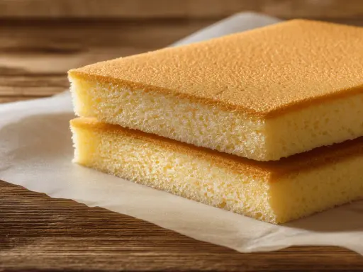 Deux tranches de biscuit joconde, parfaites pour une recette facile et rapide. Légères et aériennes, elles invitent à la gourmandise.