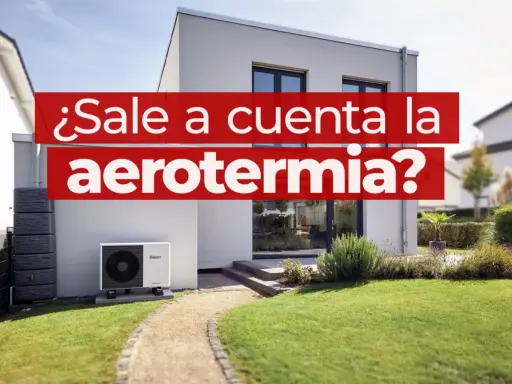 ¿Sale a cuenta la aerotermia? Una moderna casa con unidad exterior de aerotermia y jardín. Opiniones sobre eficiencia.