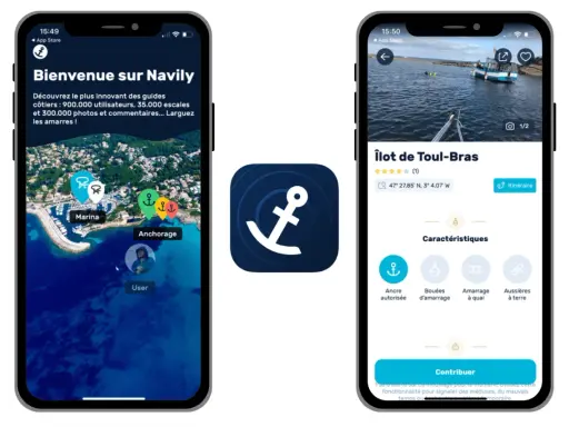Application Navily : une application pour l'application vitesse bateau, avec cartes interactives, informations sur les mouillages et contribution des utilisateurs.