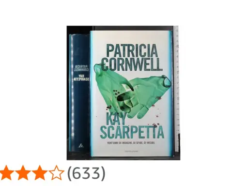 Copertina del patricia cornwell ultimo libro "Kay Scarpetta", con guanti verdi macchiati di sangue.