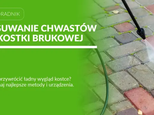 Myjka ciśnieniowa usuwa chwasty z kostki brukowej, przywracając jej estetyczny wygląd.