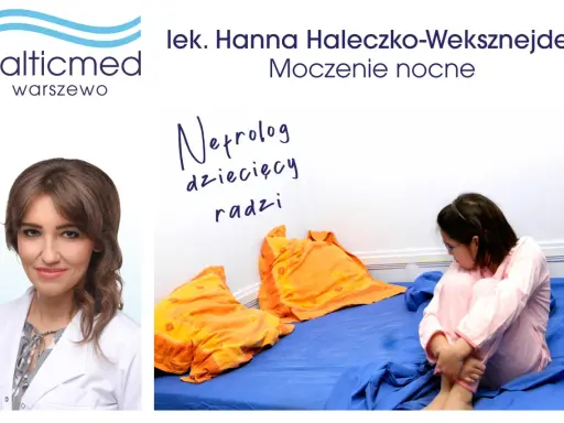 Lekarka radzi na moczenie nocne u 7 latka. Smutna dziewczynka siedzi na łóżku.