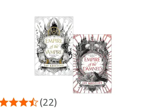 Copertine di "Empire of the Vampire" e "Empire of the Damned" di Jay Kristoff, con illustrazioni gotiche e dettagliate.