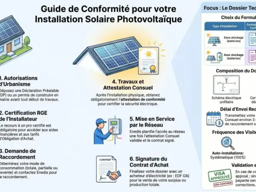 Guide pour une installation solaire photovoltaïque : étapes clés, formulaires Cerfa et composition du dossier SC144 pour votre centrale panneau solaire.