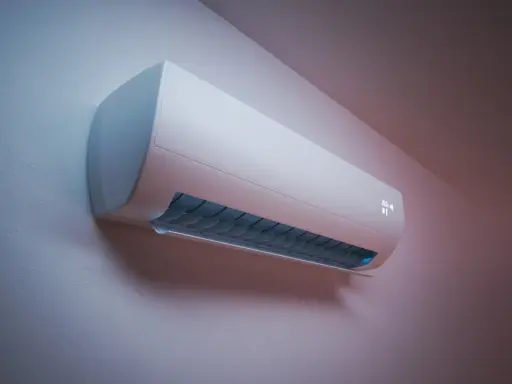 Aire acondicionado moderno en pared, mostrando su potencia nominal para un confort óptimo.