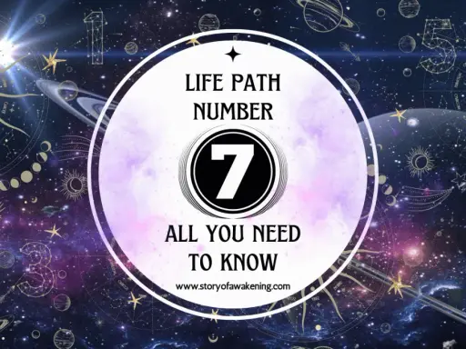 Numerologiczna 7 mężczyzna odkrywa kosmiczne tajemnice. Gwiazdy, planety i zodiak w tle.
