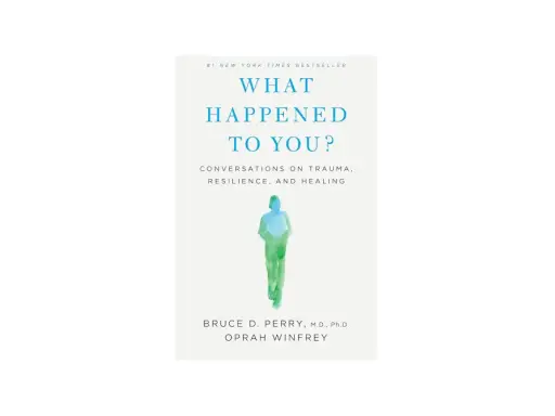 Okładka książki "What Happened to You?" z sylwetką człowieka. Dowiadujemy się, co ci się przydarzyło, by zrozumieć siebie.