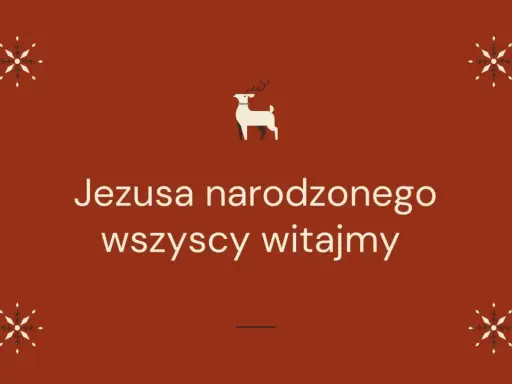 Wesoło Jezusa narodzonego wszyscy witajmy! Stylizowane ozdoby i renifer dodają uroku.