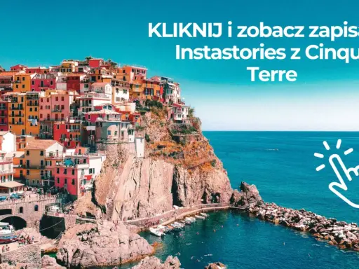 Kolorowe domy Cinque Terre, w tym La Spezia, wznoszą się na klifie nad turkusowym morzem. Kliknij, by zobaczyć Instastories!