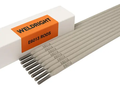 Electrodos E6013 para soldar metales en diversas posiciones. Caja de la marca WELDRIIGHT.