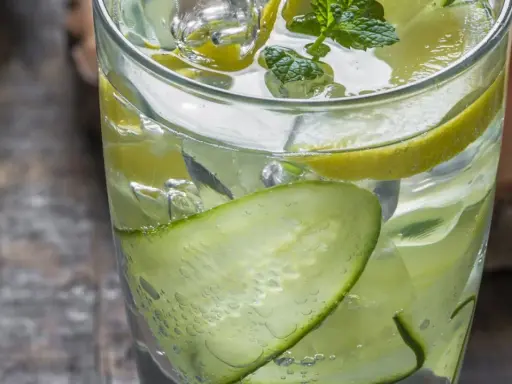 Erfrischender Gin Tonic mit Gurke, Zitrone und Minze. Ein leichtes Rezept für heiße Tage.