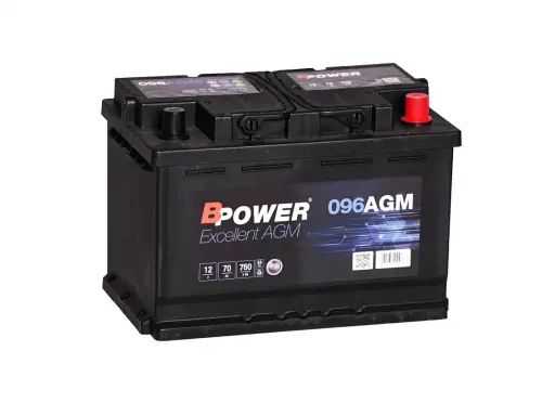 Czarny akumulator BPOWER 096AGM Excellent AGM. To jaki akumulator wybrać do auta? Ten model 12V 70Ah 760A EN sprawdzi się w wielu pojazdach.