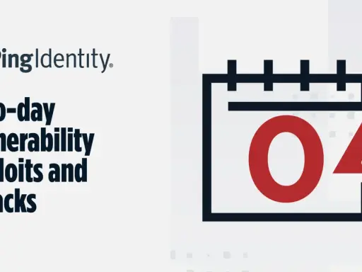 Ping Identity Logo und ein Kalendersymbol mit einem roten "0" und einem Warnzeichen. Thema: Zero-day Angriffe.