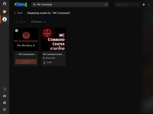 Wyniki wyszukiwania "MC Command" w The Sims 4. Zainstalowany mod MC Command Center.