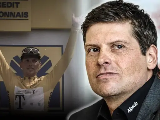 Jan Ullrich 1997 im Gelben Trikot, daneben das heutige Porträt des Radsportlers.