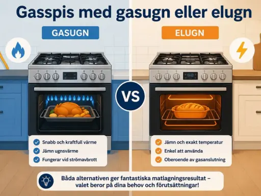 Jämförelse mellan gasugn med snabb värme och elugn med exakt temperatur. Båda ger fantastiska resultat.
