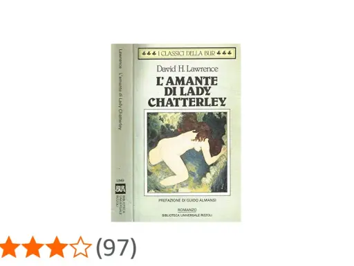Copertina de "L'amante di Lady Chatterley" di D.H. Lawrence, con un'illustrazione sensuale.