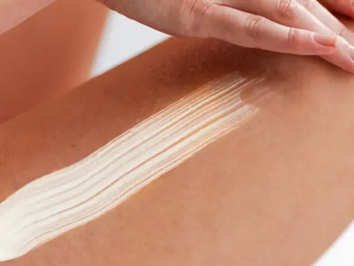 Application d'une crème sur la peau, révélant les céramides bienfaits pour une peau hydratée et souple.