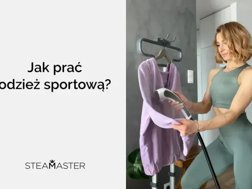 Kobieta używa parownicy do odświeżenia odzieży sportowej. Szybki sposób na utrzymanie świeżości ubrań po treningu.