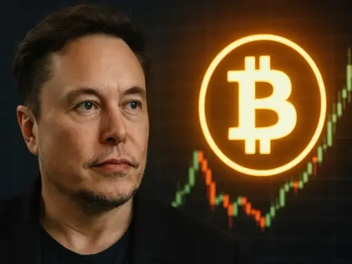 Elon Musk, symbol Bitcoina i wykres giełdowy. Kim jest Elon Musk? Wizjoner, przedsiębiorca, inwestor.
