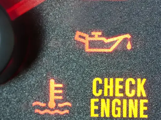 Czerwona kontrolka wymiany oleju świeci się obok ikony termometru i napisu "CHECK ENGINE". Czas na serwis!