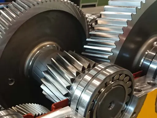 Detailansicht eines komplexen rc getriebemotor mit Zahnrädern und Kugellagern, bereit für den Einsatz.