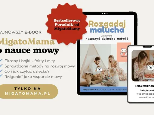 E-book "Rozgadaj malucha" od MigatoMama to poradnik, jak szybko nauczyć dziecko mówić. Zawiera sprawdzone metody i wskazówki.