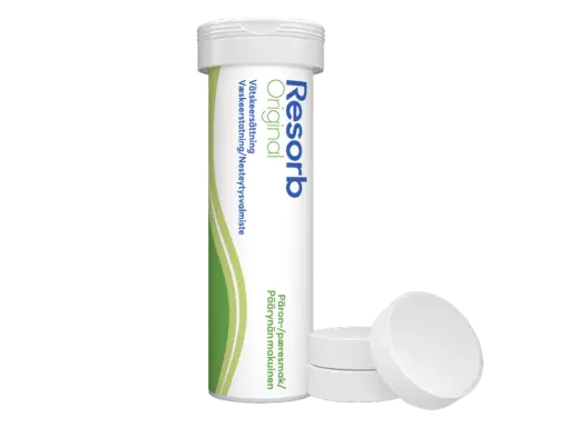Resorb Original brustabletter. För att veta hur många resorb man kan ta per dag, läs bipacksedeln.