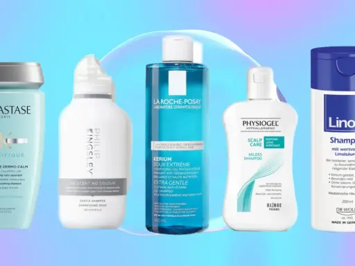 Kérastase, La Roche-Posay, Physiogel und Linola: eine Auswahl an Shampoos, die von Friseuren empfohlen werden, für verschiedene Bedürfnisse.