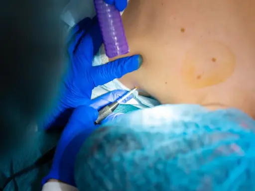 Lekarz pobiera próbkę tkanki. Czy biopsja oznacza raka? Nie zawsze, to ważny krok diagnostyczny.