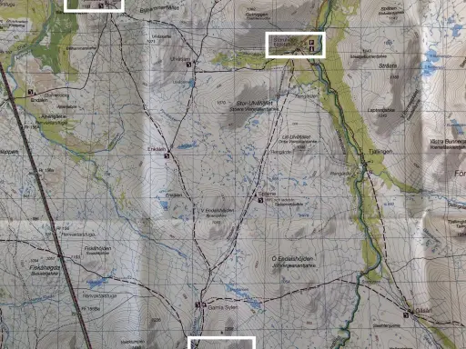 Storulvån karta visar fjällstationen Storulvån och omgivande fjällområden som Blåhammarfjället och Bunnerfjällen.