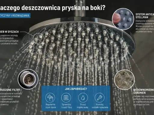 Jak odkamienić deszczownicę? Kamień w dyszach i zabrudzone filtry powodują nierównomierny strumień. Regularnie czyść dysze i filtry, by cieszyć się idealnym prysznicem.