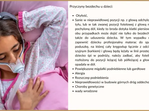 Dziecko ze snu z maską CPAP, która pomaga w leczeniu bezdechu sennego u dzieci.