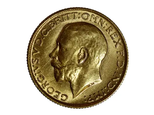 Moneta d'oro 917, che corrisponde a 22 carati, con il profilo di Re Giorgio V.