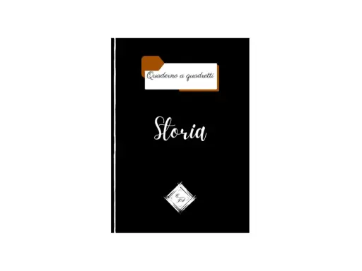 Copertina di storia classe quinta, un quaderno a quadretti pronto per appunti e disegni.