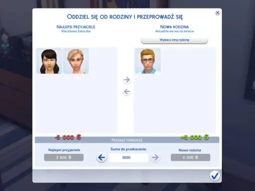 Wybierasz, jak edytować rodzinę w The Sims 4: rozdzielasz się od obecnej lub tworzysz nową.