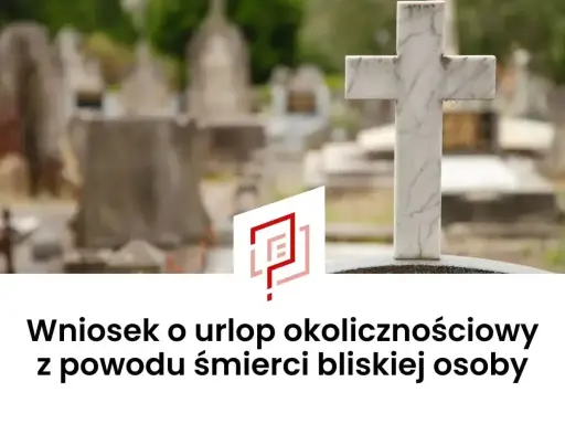 Biały krzyż na cmentarzu. Wniosek o urlop okolicznościowy z powodu śmierci bliskiej osoby.