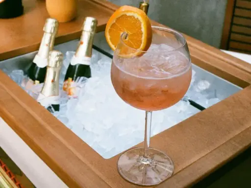 Orzeźwiający Aperol z pomarańczą i butelkami prosecco w lodzie. Idealne, jakie prosecco do aperola?