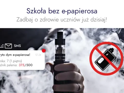 Alert SMS: "Wykryto dym e-papierosa!" w łazience. Czy czujnik dymu wykryje e papierosa? Tak, ten alert potwierdza.