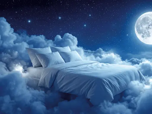 Un letto soffice tra le nuvole, sotto un cielo stellato e la luna piena. Forse è qui che si fanno gli incubi, o forse solo sogni meravigliosi.