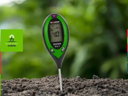 Tester pH gleby w ziemi, wskazujący niski poziom 4.0. Pomoc w odkwaszaniu gleby dla lepszego wzrostu roślin.