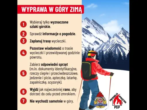 Zimowa wyprawa w góry wymaga przygotowania. Zadbaj o bezpieczeństwo w górach: wybieraj szlaki, sprawdź pogodę, zaplanuj trasę, zabierz sprzęt i nie wychodź samotnie.