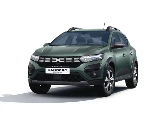 Dacia Sandero Stepway verde, el coche más vendido en España, con su diseño robusto y moderno.