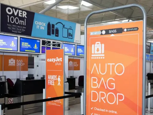 Lotnisko EasyJet: tablice informacyjne o limitach płynów i automatycznym nadawaniu bagażu. Znajdź swoje easyjet miejsca w samolocie.